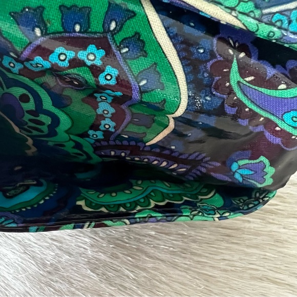 Vera Bradley Blue Rhapsody Frill 2009 Snap Double Sided Wallet Black Blue Green - Picture 9 of 12